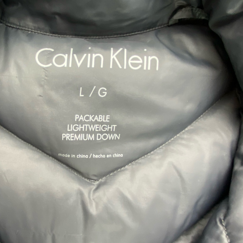Calvin Klein Gunmetal Gray Lightweight Packable Puffer Down Jacket Wms sz L - Picture 8 of 15
